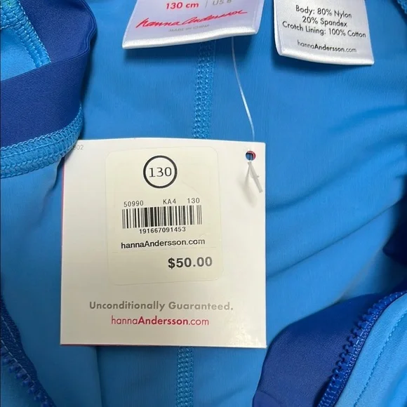 Hanna Andersson Blue and Green Rashguard Swim Shirt - Picture 5 of 5